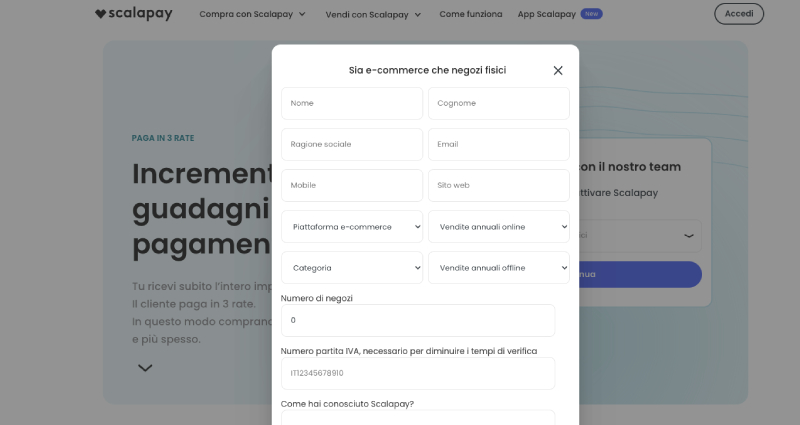 Come registrarsi a Scalapay