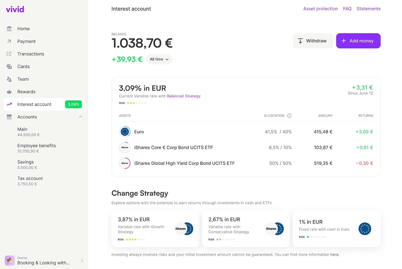 vivid conto interesse