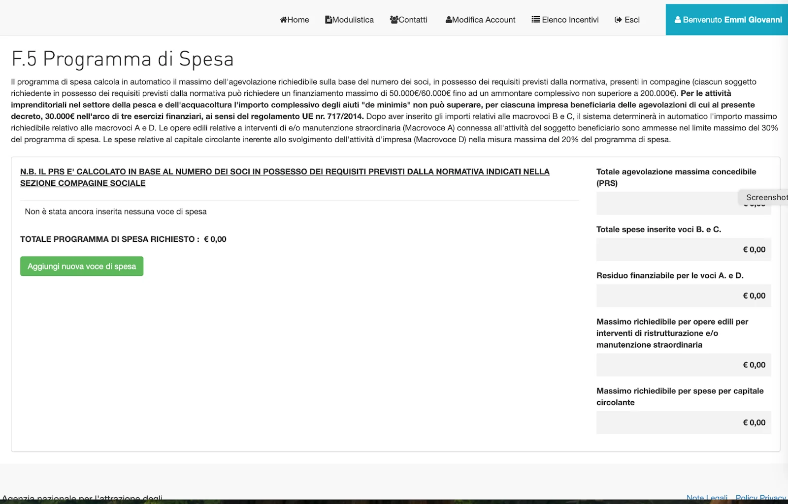 business plan resto al sud - programmi di spesa