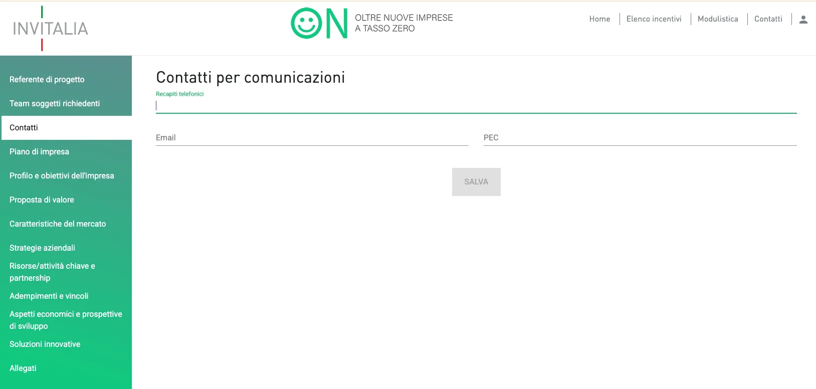 on invitalia contatti comunicazioni