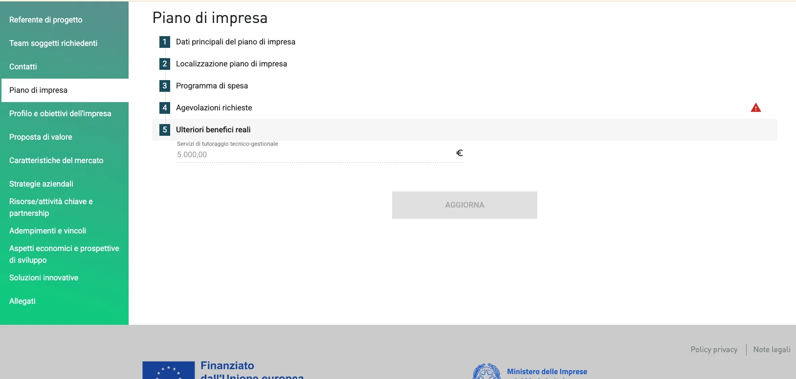 on invitalia piano impresa agevolazioni richieste