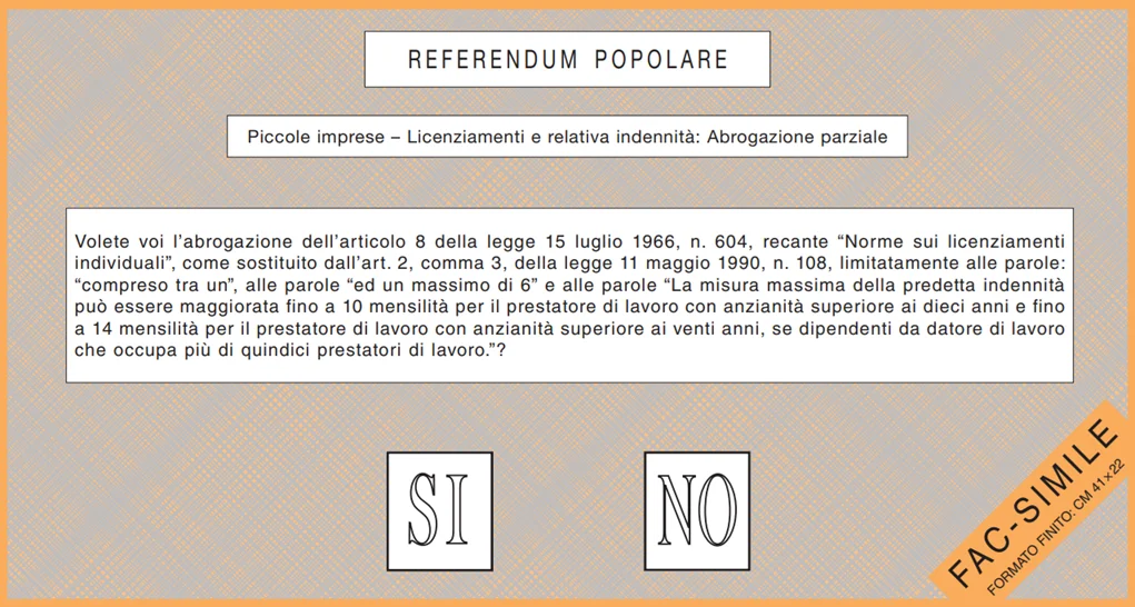 Piccole imprese - Licenziamenti e relativa indennità: abrogazione parziale