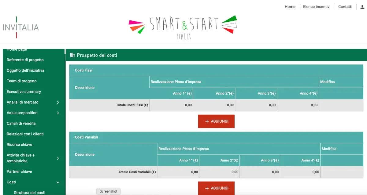 prospetto costi smart e start