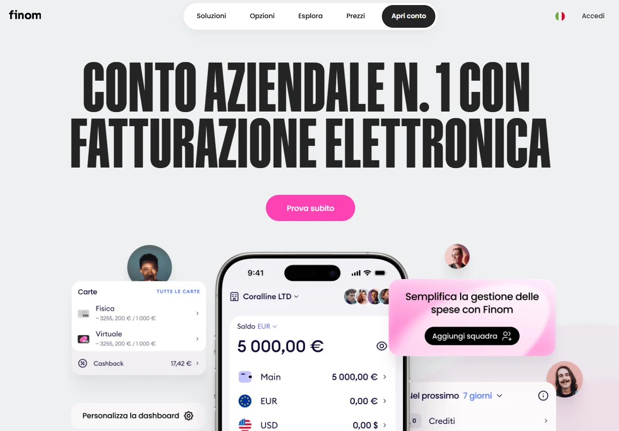 finom conto business fatturazione elettronica