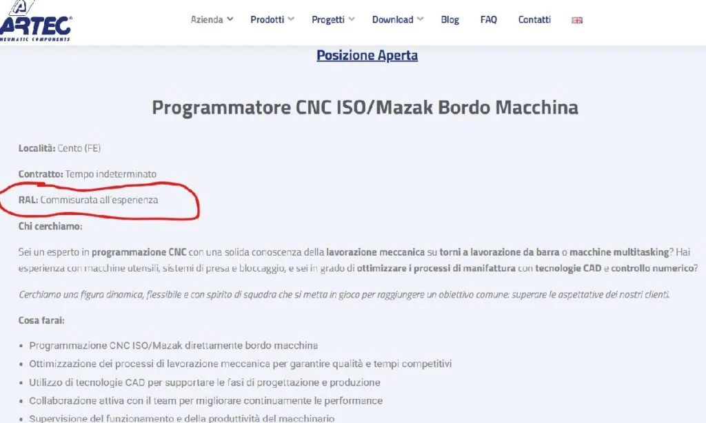 annunci lavoro senza ral obbligatoria